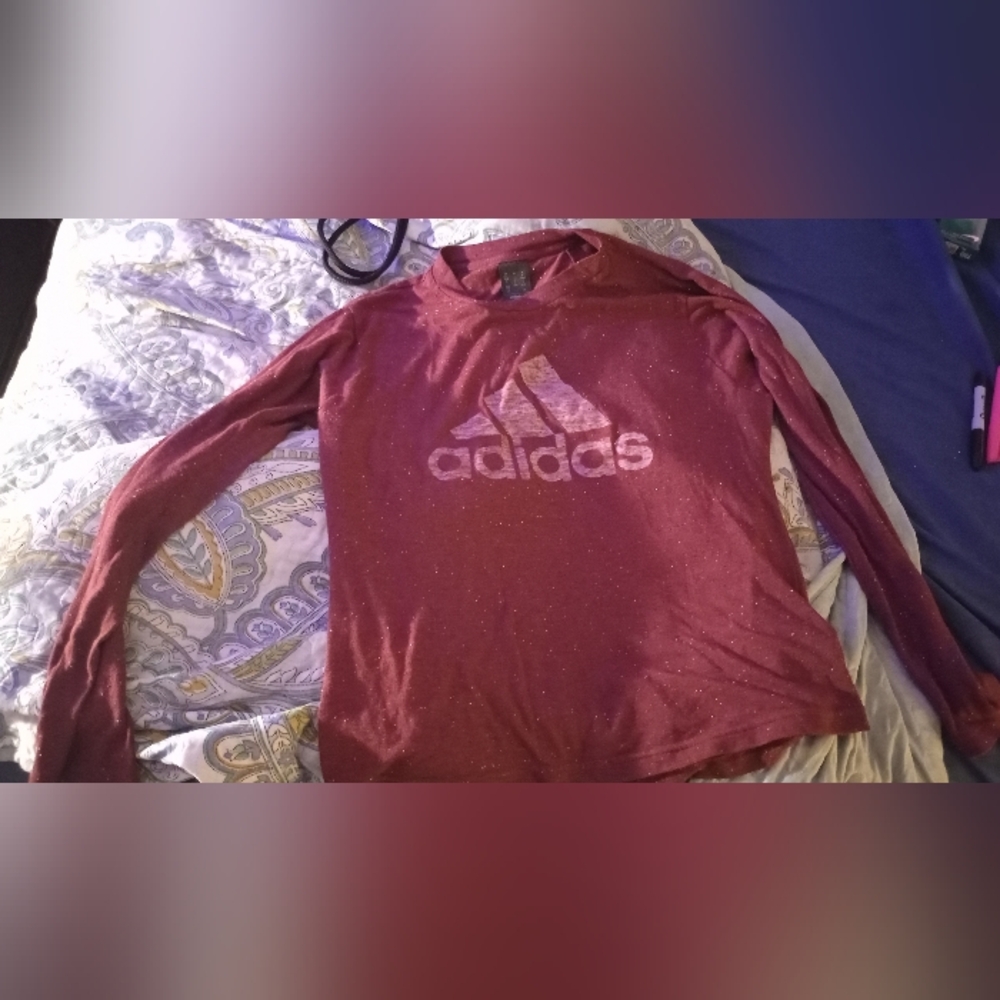 Adidas Burgundy Long Sleeve Tee For Sale!
